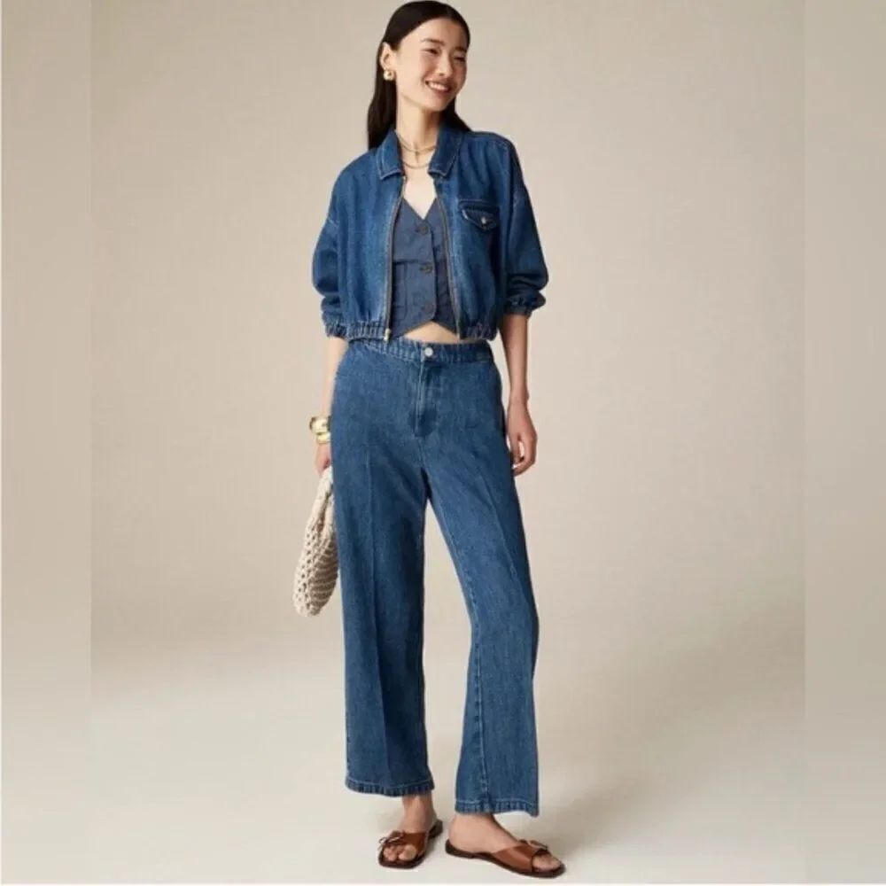 J. Crew BZ734 Lace-up drapey wide-leg jean size 34 NWT